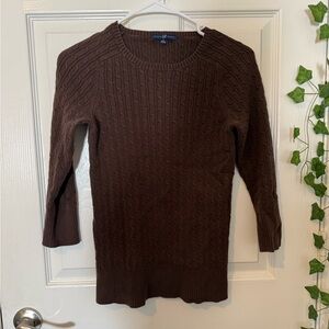 Vintage Y2K GAP Women's Chocolate Cable Knit Sweater